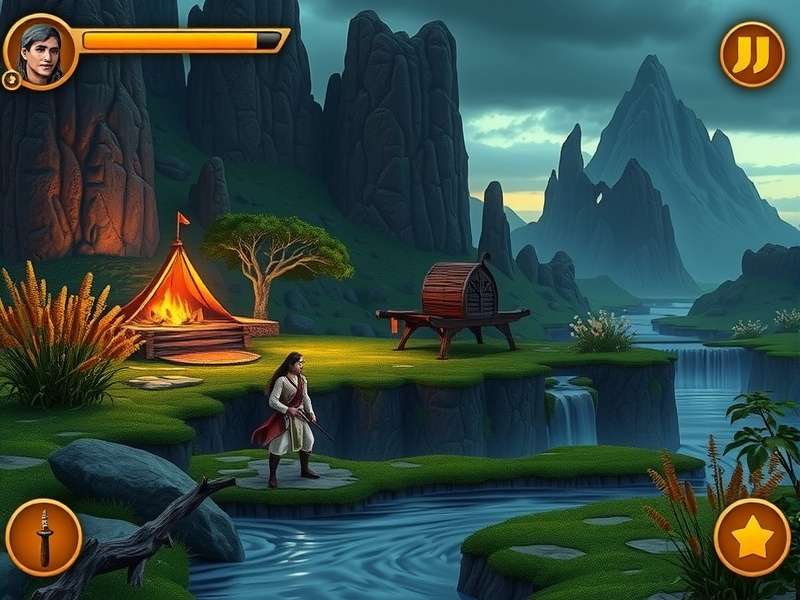 Om Serene Indian Quest gameplay screenshot showing mystical Indian landscape